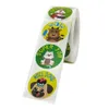 500pcs/roll 8 Designs Children Cartoon Paper Adhesive Stickers Labels 1 inch Circle Envelope Sealing Package Sticker Toys Label