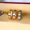 Love Screw Ring Mens Band Rings 3 Diamonds 2022 smycken Kvinnor Rostfritt stål 18K Guldpläterad Craft Gold Silver Rose Fade aldrig allergisk med Pochette Bijoux