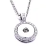Fahion Silver Snap Button Charms Jewelry Rhinestone Round Shape Shape Pendant Fit 18mm أزرار الأزرار قلادة للنساء Noosa