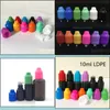 Förpackningsflaskor Office School Business Industrial 10 ml 30 ml Svart droppflaska Plast tom med långa och tunna spetsar Tamper Proof Chilp Childp