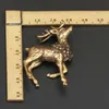 2PCS Pure Copper Deer Sculpture Ornaments Solid mosiężne mosiężne miniaturowe figurki Lucky Feng Shui Crafts Dekoracje 220617