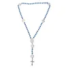 Lange vintage sublimatie blanco zilveren ketting ketting sieraden vrouw thermische boorbladen parel fotolijst rode paars blauw roze kralen voor vrouwen hanglank kettingen cadeau