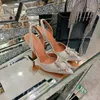 NUOVE scarpe eleganti Iniziata bowknot pompe a farfalla tacchi alti strass Sandali con diamanti trasparenti punta lucida punta fine scarpa da donna estiva sexy in cristallo