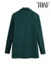 TRAF femmes mode tenue de bureau simple bouton Blazer manteau Vintage à manches longues dos évents vêtements de dessus pour femmes Chic Veste 220402