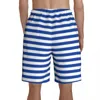 Erkek şort deniz tahtası mavi ve beyaz dikey çizgiler sevimli kısa pantolonlar erkekler tasarım büyük boy yüzme gövdeleri doğum günü hediyesi