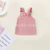 Baby 3pcs Clothing Sets White Ribbed Long sleeve Romper and Solid color Suspender Dress Kids Clothes