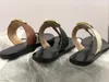 Chinelos de couro genuíno chinelos femininos de couro sandália feminina com duplo metal preto branco marrom chinelos verão praia sandálias com caixa US11 NO6