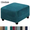 Chair Covers Velvet Ottoman Stool Slipcovers Square Footrest Washable Removable Sofa Cover Elastic Footstool Protector CoversChair