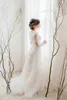 Modestos vestidos de boda de encaje floral 3D con mangas largas cuello de joya boho jardín vestidos de novia de barrido novias formales túnicas de mariee al3228