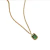 Pendant Necklaces Fashion Simple Emerald Necklace Green Crystal Women Vintage Clavicle Chain Gift Luxury Wedding JewelryPendant