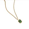 Pendentif Colliers Mode Simple Collier Émeraude Vert Cristal Femmes Vintage Clavicule Chaîne Cadeau De Luxe De Mariage BijouxPendentif