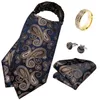 Braw Brand Brand Gifts Men Silk Cravat Ascot Taque Ring Ring Cufflinks Set