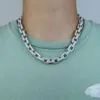 Pesante catena da tennis in pietra piena cz Collana con catena a maglie pavimentata con zirconi cubici rotondi per uomo Iced Out Bling Cuban Choker Gioielli punk