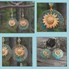Dangle Chandelier Earrings Jewelry Sunflower Blue Round Ear Pendants Lady Double Deck Earring Fashion Bohemia Retro Alloy Drop Delivery 20