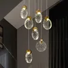 Lâmpadas pendentes compostas de lustre de cristal do sótão da sala de estar de decoração de lâmpada de lâmpada de lâmpada de decoração de candidato a corda industrial ChandelierPenda