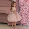 Robes de fille Yipeisha princesse robe de demoiselle d'honneur pour anniversaire O cou manches courtes bouffée longueur au genou paillettes tutu enfants robe de soirée de mariage