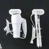 Hair Blow Dryer Stand Badrumsarrangör WC Accessories Adhesive Wall Mounted Curling Iron Strainter Holder Hook 220611