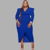 Kadın Giyim Seksi Yeni Stil Uzun Kollu V Boyun Kentsel Artı Gece Elbisesi 5xl Düz Renkli Zarif Parti Elbiseleri Toptan
