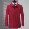 Men's Trench Coats Business Jaqueta masculina Autumn Casual Turndown Collar Zipper Simple Men de meia-idade Dad Coube