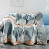 Mantas de gasa tejida de 4 capas, manta multifuncional para todas las estaciones, adecuada para sofá, dormitorio, colcha ligera y acogedora