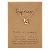 Zodiac Fashion Sign Pendant 12 Necklace For Women Classic Gold Color Choker Birthday Gifts Jewelry Card