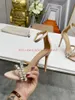 Dress Shoes Design Woman High Heel Open Toe Rhinestone Beading Sandal Sexy Lady Cover Ankle Buckle Candy Satin Crystal Party SandalDress