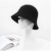 Panama Warm Womens Bucket Teens kände ull för tjej Sautumn och Winter Fashion Fur Black Hip Hop Hat Cap 220727