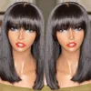 Fringe Wig Cheap Human Hair Short Bob Straight s With Bang Non Lace Front Full Machine s 220713