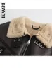 BBWM Womans Mode Dicke Warme Faux Lammfell Jacke Mantel Vintage Langarm Gürtel Saum Weibliche Oberbekleidung Chic Tops 220812