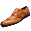 Chaussures habillées Homme Business Oxford Brogues Italian Leather Men Classic 38-48 Plus taille Foral for Office Weardress