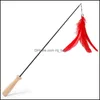 Cat Toys Supplies Pet Home Garden Handmade Telescopic Feathers Stick Toy Rods Kitten Funny Solid Wood Handle Playing 80Cm Drop Delivery 20