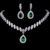 AMC Luxury Emerald Green Necklace And Earring Set AAA Cubic Zirconia Jewelry Set for Women Bridal Jewelry Set Gift for Wife 220726