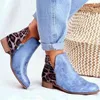 Femmes mode femmes bottes plate-forme chaussures femme hiver grand court léopard cousu cuir 0709