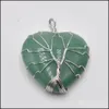 Arts And Crafts Natural Stone Charms Crystal Tree Of Life Heart Pendants Roses Quartz Wire Wrapped Trendy Jewelry Making Wh Sports2010 Dhn1Y