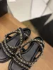 2022 summer new sandals chain cross beach shoes women flat braided strap Roman shoes holiday casual