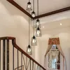 Pendant Lamps Modern Metal Geometric Double Staircase Chandelier.Ceiling Lamp In Living Room.Dining Room Bedroom Led Lights DecorationPendan