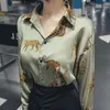 Kvinnors blusar skjortor kvinnor elegant leopard tryck koreansk höst långärmad chiffong dam blus mujer kvinnlig topp kemis femmewomen's