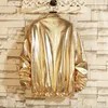 Męskie kurtki wiatrówki nocne piosenkarka sceniczna Kostium streetwear harajuku hip hop kurtka złota srebrna moda jesień mężczyzn solid 220805