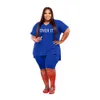 Grande taille femmes tenues courtes 2 pièces Shorts ensemble survêtements femmes col en v grande taille 5x lettre imprimé costume décontracté