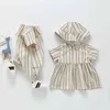 Milancel 2022 Summer Baby Clothing Brother and Sisterkläder randiga pojkar Rompers Girls Dress With Hat G220521