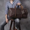 Sacs polochons sac de voyage en cuir véritable pour hommes marque classique Vintage peau de vache grand mâle rétro Weekender sac à main Duffel
