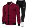 Marque survêtement hommes fermeture éclair veste pantalons de survêtement fitness gym s coton hommes tenues sport costume 2 pièces ensemble jogging 220708