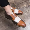 Высококачественная Oxford Shoes Men Pu кожаная мода заостренная тенденция к тренду сопоставление простой классический повседневный шнурок британский бизнес формальная обувь DH935