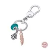 925 Sterling Silver Dangle Charm Carrier Sac à dos Porte-clés Porte-clés Porte-clés Perles appropriées Perle Fit Pandora Charms Bracelet Bijoux à bricoler soi-même Accessoires