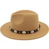 Berets Britischer Stil Wolle Jazz Cap Hut für Frauen Vintage Utumn Winter Damen Fedora Hüte mit Metallgürtel weiblich breite Krempe GH-218Berets Wend2