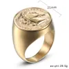 Anel de a￧o inoxid￡vel Napole￣o Sculpture Sculpture Ring Gold Men Solid Men EUA Tamanho padr￣o 7/8/9/10/11/12/13/14 Letra tridimensional J￳ias de dedos extras grandes