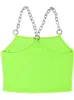 Tanques femininos Camis Camis Autumn e Winter Women's Iron Chain Sling Navel colete curto Top Crop Summer Clothing Tops femininos para meninas