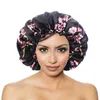 Gorro de satén para mujer, doble capa con hebilla ajustable, gorro para dormir de día y noche, gorro de maquillaje para salón de belleza, gorro para la cabeza