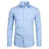 Chemises habillées de qualité supérieure pour hommes, coupe cintrée à manches longues, noir et blanc, Chemise formelle à boutons, 220323