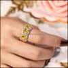 Marka 925 Sier Pave Poduszki Cut Gold Stone Band Pierścień Dla Kobiet Eternity Zaręczyny Obrączki Ślubne Palec Symany Diamond Drop Dostawa 2021 J